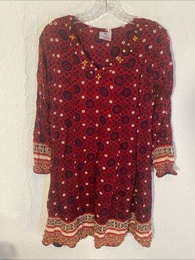 Rubashka Chiffon Embroidered Tunic  Embellished Neckline Ethereal & Mystical